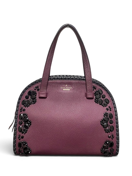 kate spade Handbags - Kate Spade Anderson Way Reiley Embellished Leather Dome Satchel Bag Plum Berry